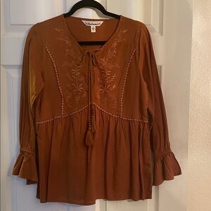 Tantrums Terracotta Embroidered Blouse